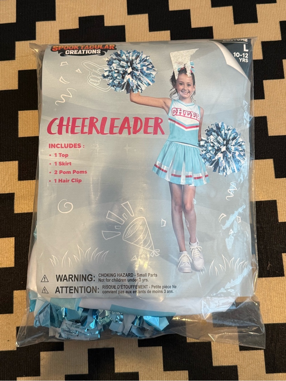 Spooktacular Creations Girl’s Blue and Pink Cheerleader Costume in Size L 10-12